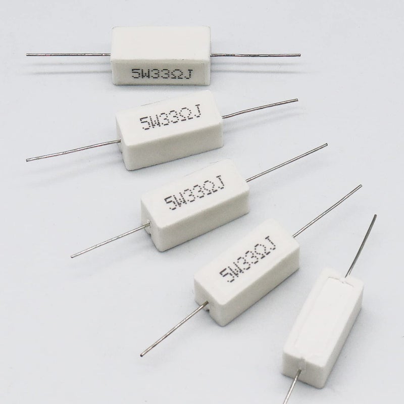 Dimlove White Wound Fixed Ceramic 10 PCS 5W 33 Ohm 5% Axial Lead Wire Resistors - Horizontal, Flame, Heat & Moisture Resistant - Image 4
